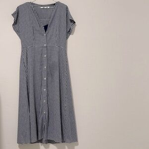 Uniqlo Gingham Navy Dress - Barely worn
